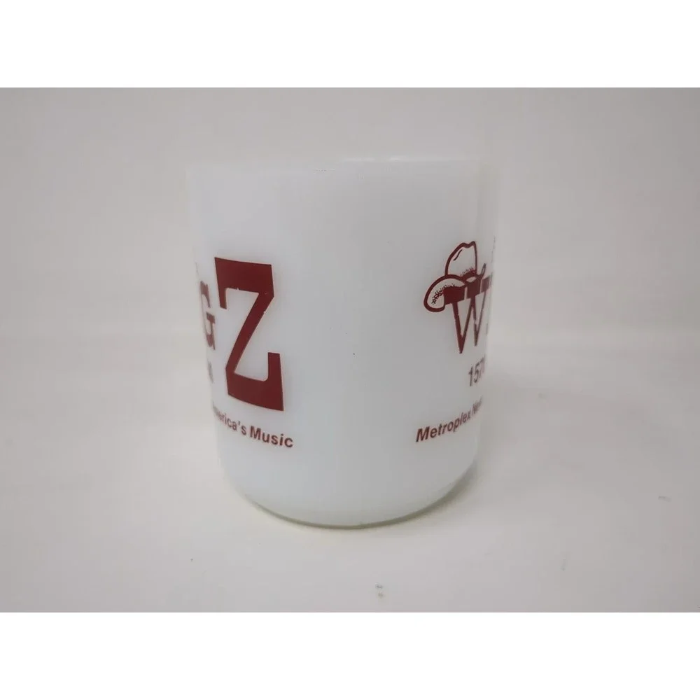 WBGZ Alton Illinois‎ Radio Station Talk Advertising Galaxy Milk Glass Mug VTG